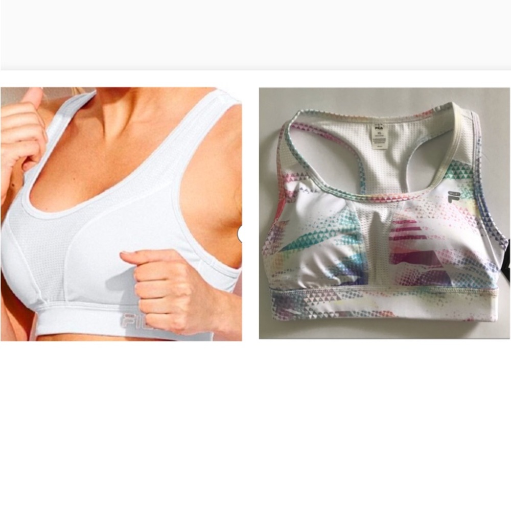 NWT Fila Core Essential High-Impact Sports Bra White Rainbow Size XS